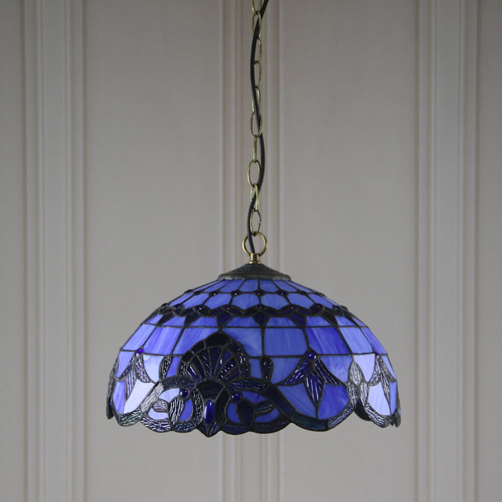 European Tiffany Purple Baroque Dome 1-Light Pendant Light