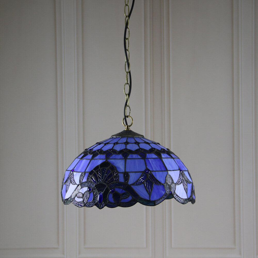 European Tiffany Purple Baroque Dome 1-Light Pendant Light