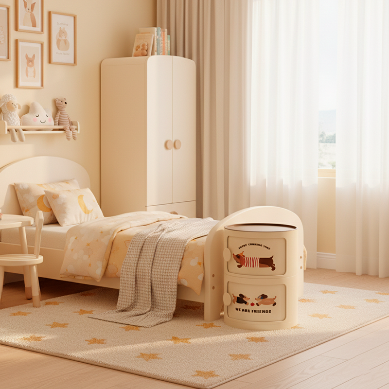 Contemporary Creative Cylindrical ABS Nightstand 2/3 Drawer For Bedroom