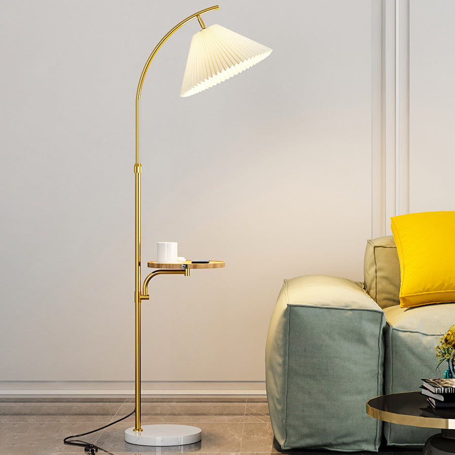 Modern Simplicity Pleated PVC Iron Pole 1-Light Standing Floor Lamp For Living Room