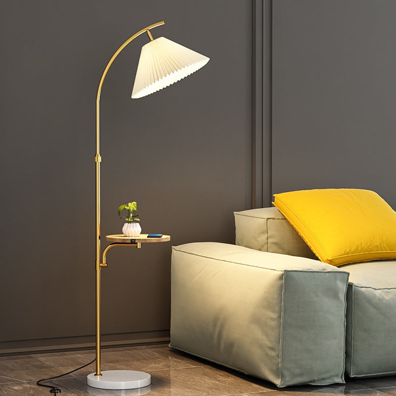 Modern Simplicity Pleated PVC Iron Pole 1-Light Standing Floor Lamp For Living Room