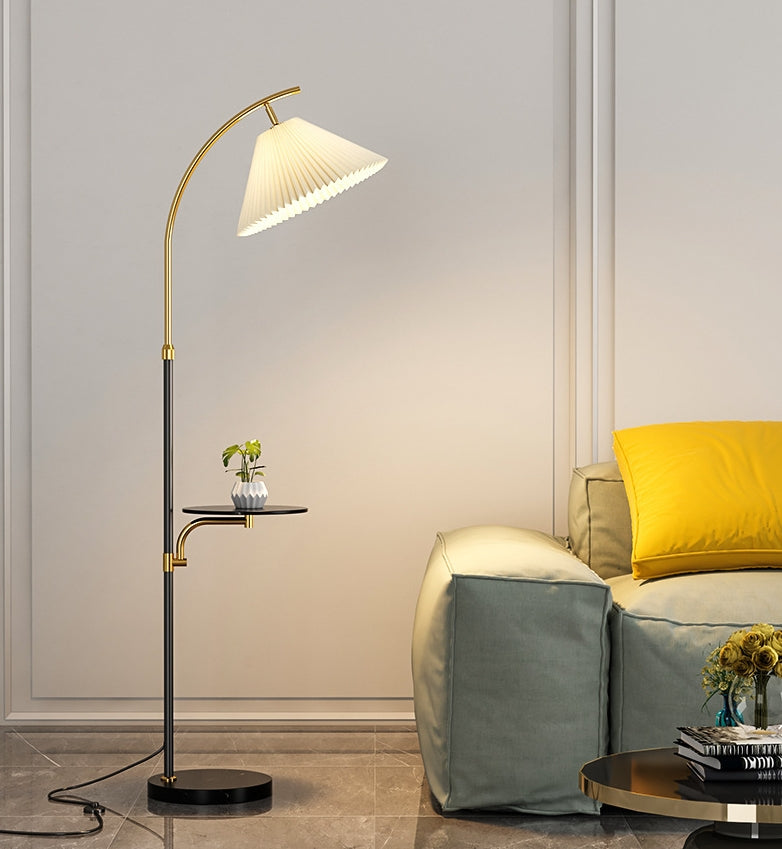 Modern Simplicity Pleated PVC Iron Pole 1-Light Standing Floor Lamp For Living Room