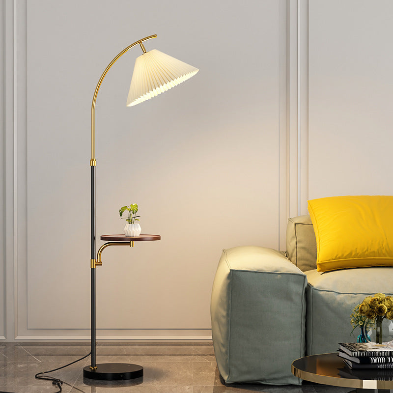 Modern Simplicity Pleated PVC Iron Pole 1-Light Standing Floor Lamp For Living Room