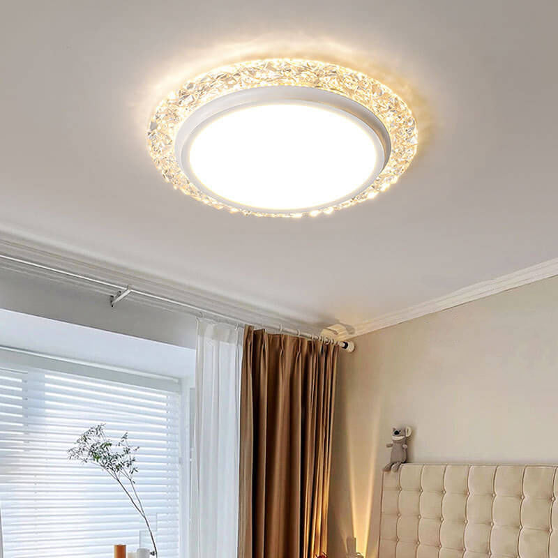 Nordic Minimalist Light Luxury Round Iron Aluminum Acrylic LED Flush Mount Lighting
