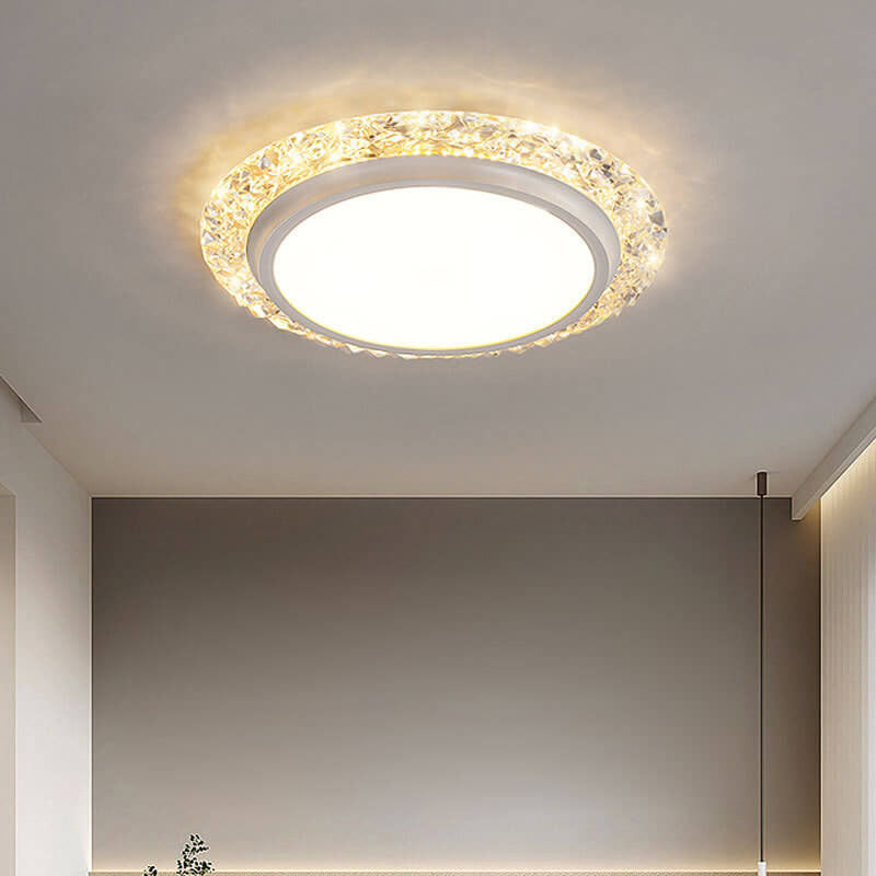 Nordic Minimalist Light Luxury Round Iron Aluminum Acrylic LED Flush Mount Lighting
