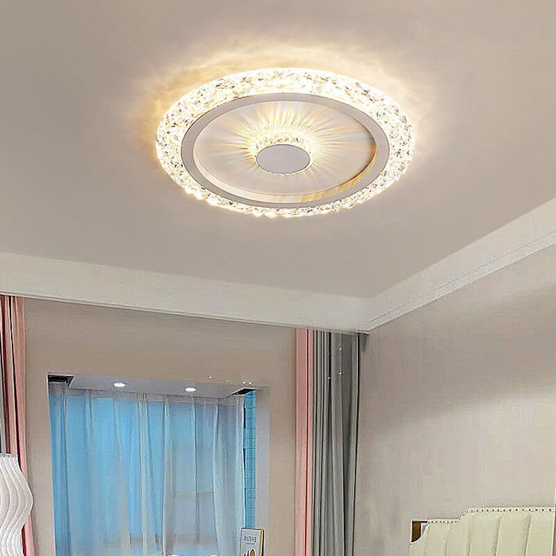 Modern Light Luxury Round Acrylic Iron Aluminum LED Flush Mount Lighting