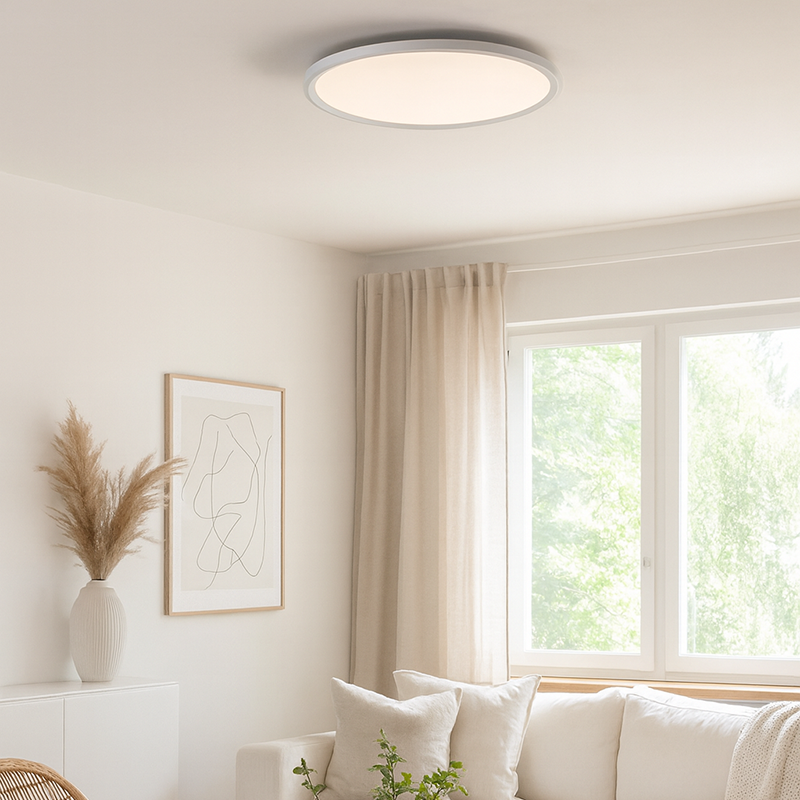Ultra-Thin Round Aluminum Acrylic LED Flush Mount Ceiling Light - Minimalist Tylish Ambient Lighting For Living Room
