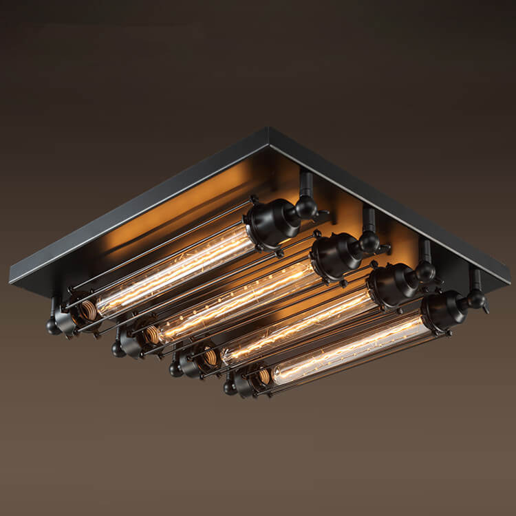 Industrial Tube 4-Light Flute Flush Mount Lighting