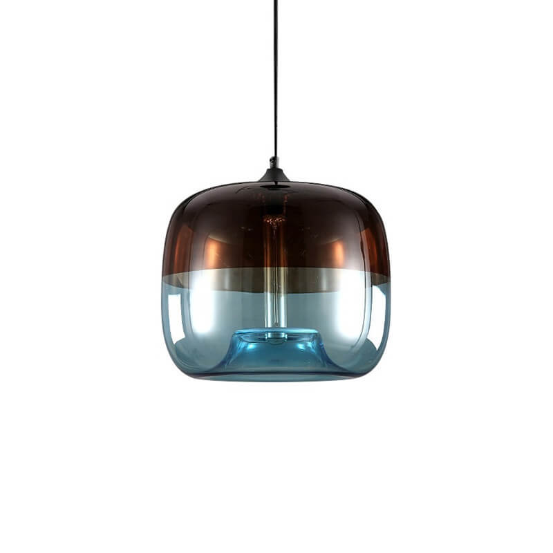 Retro Colorful Glass 1-Light Drum Pendant Light