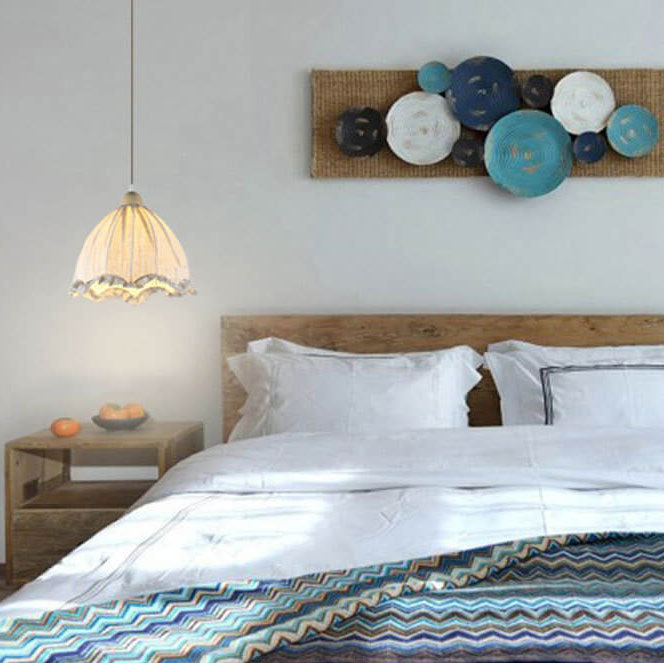 مصباح معلق على شكل وعاء من القماش النوردي، مزود بمصباح واحد