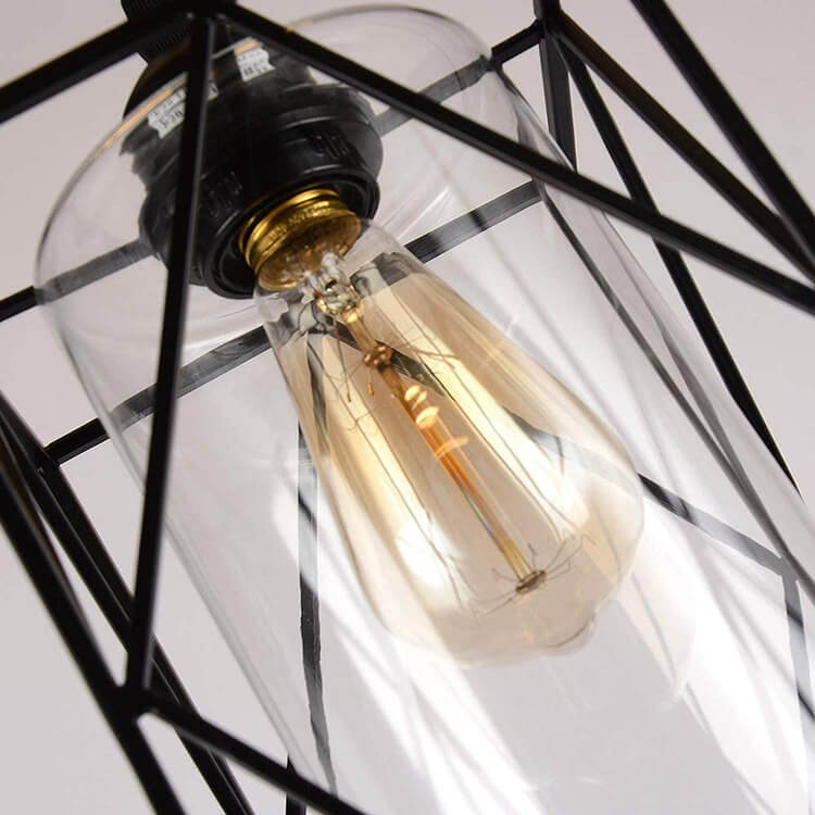 Industrial Square Wrought Iron 1-Light Pendant Light