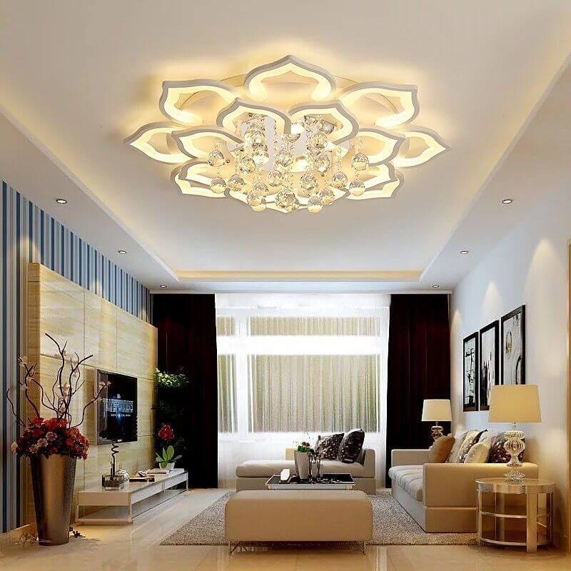 Modern Crystal Ball 20-Light Flower LED Flush Mount Lighting
