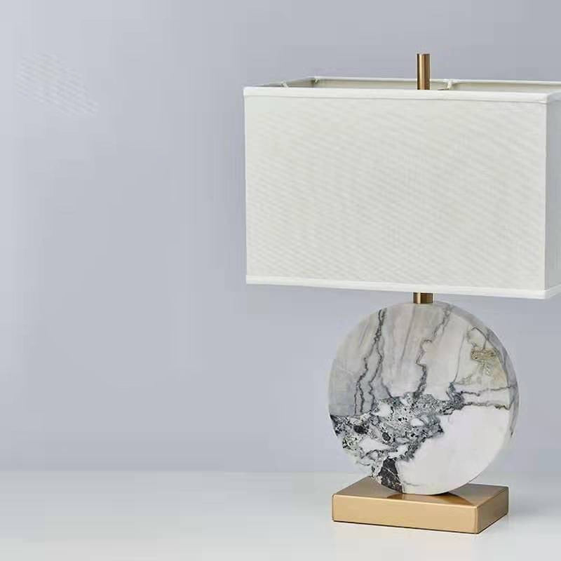 Chinese Simple Marble Texture 1-Light Table Lamp