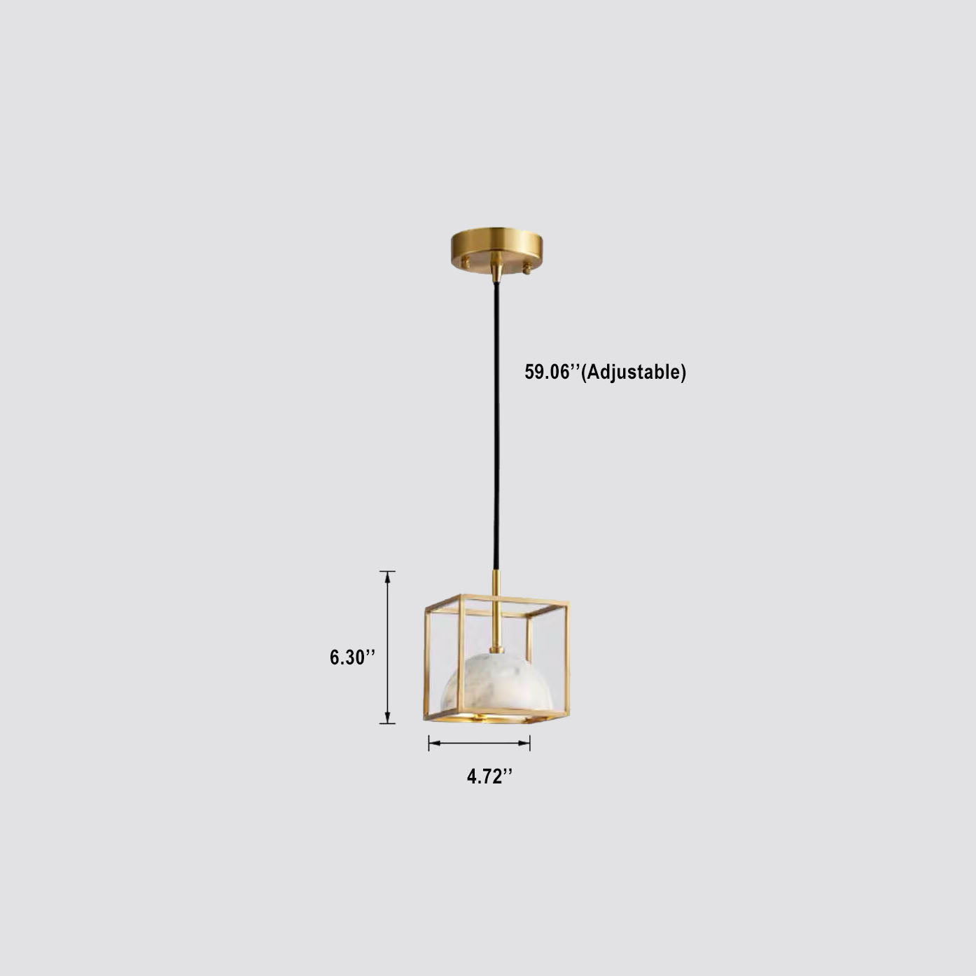 Marble Cube Cage 1-Light Dome Pendant Light