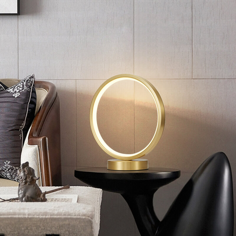 Modern Minimalist Circle Copper Silicone LED Table Lamps For Bedroom