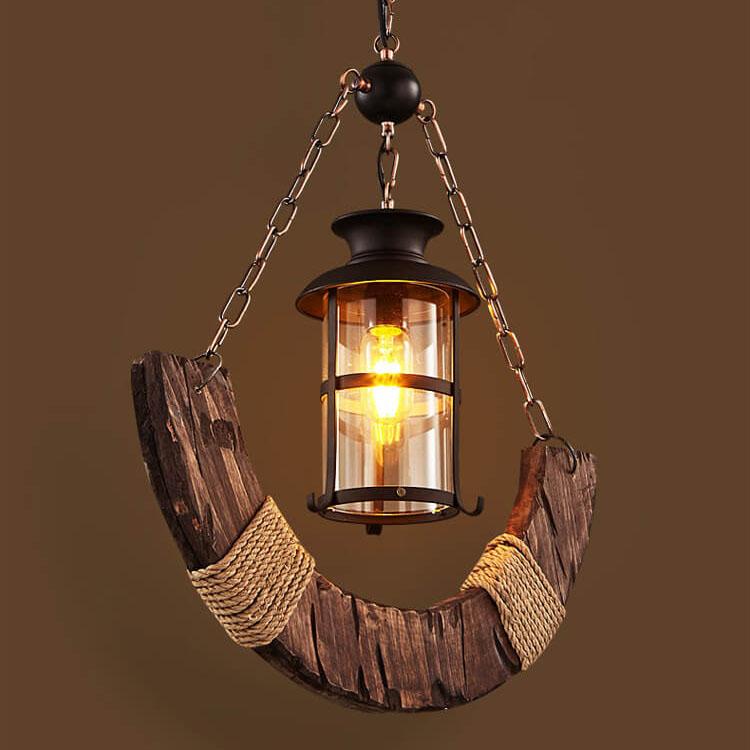 Retro Wooden Sailboat Shaped 1-Light Pendant Light