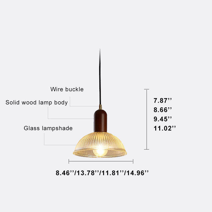 Vintage Ribbed Glass 1-Light Bowl Pendant Light