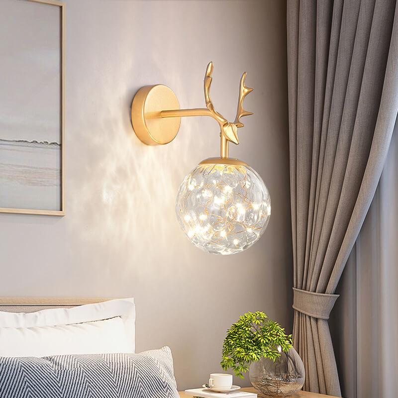 Modern Antler Glass Ball LED Wall Sconce Lamps