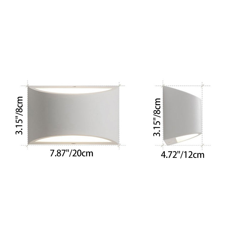 Modern Minimalist Curved Aluminum Up And Down Illuminated LED Wall Sconce Lamp For Outdoor Patio