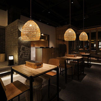 Rattan Weaving 1-Light Dome Pendant Light