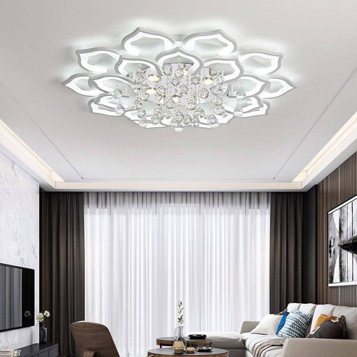 Modern Crystal Ball 20-Light Flower LED Flush Mount Lighting
