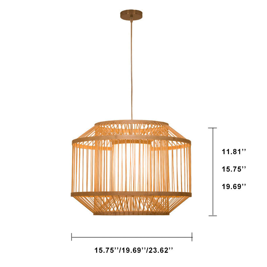 Modern Bamboo Weaving Round Chinese Style Lantern 1-Light Pendant Light