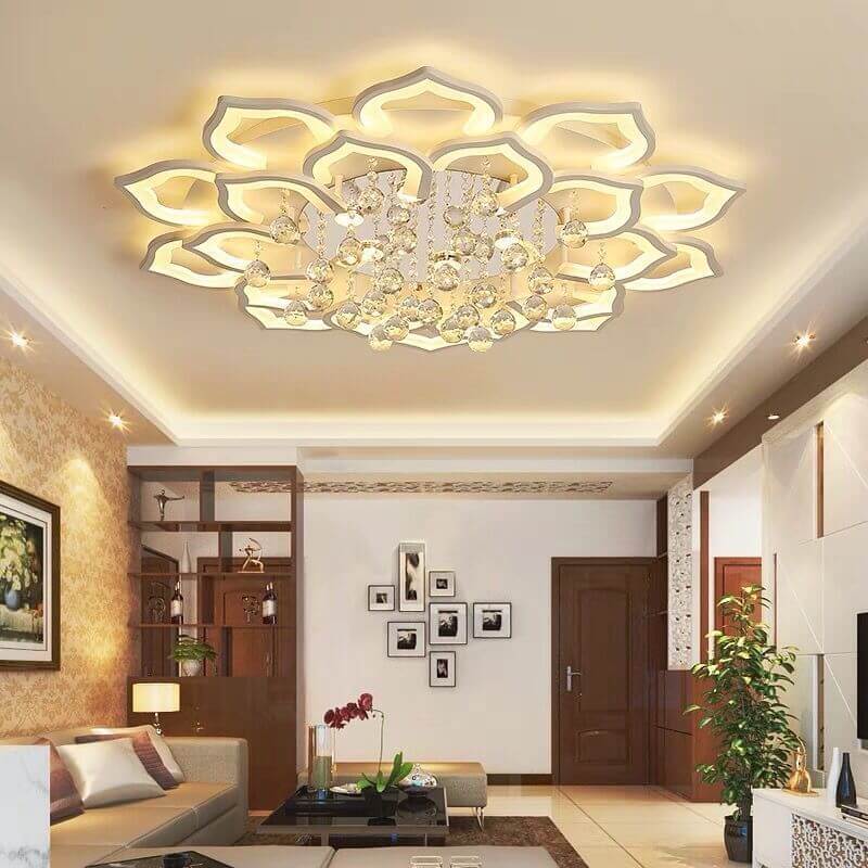 Modern Crystal Ball 20-Light Flower LED Flush Mount Lighting