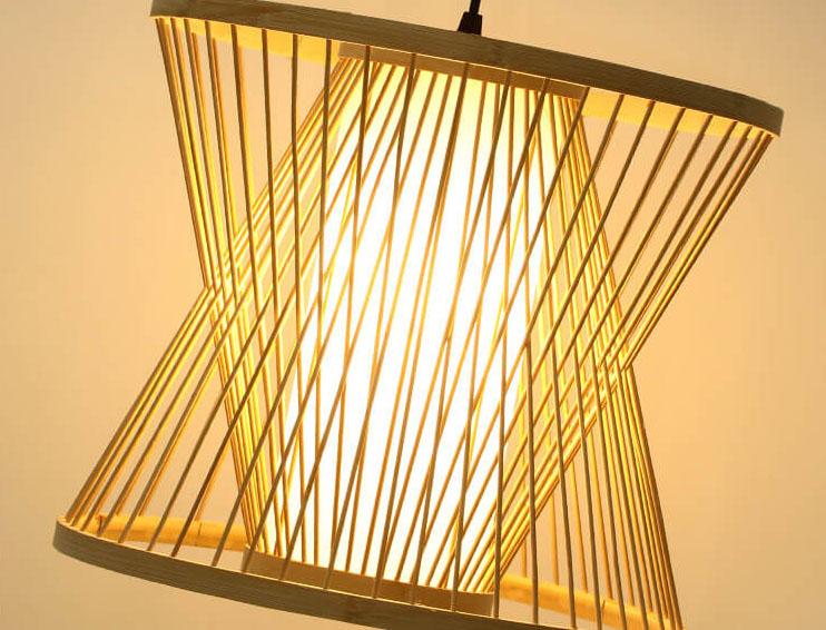 Bamboo Weaving Geometry Hourglass Shade 1-Light Pendant Light
