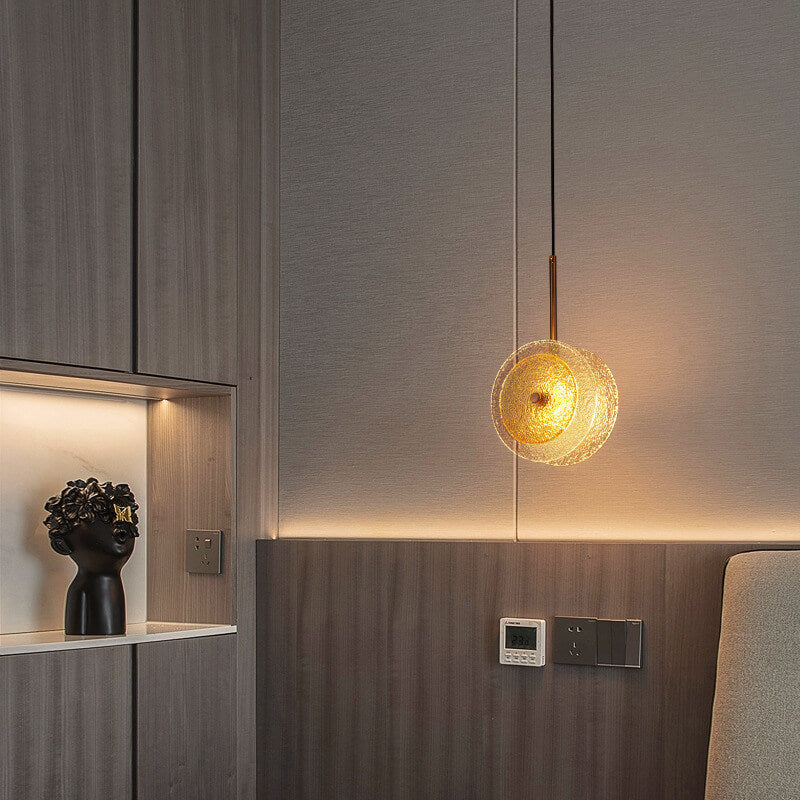 Modern Crystal Glass Disc 1-Light LED Pendant Light