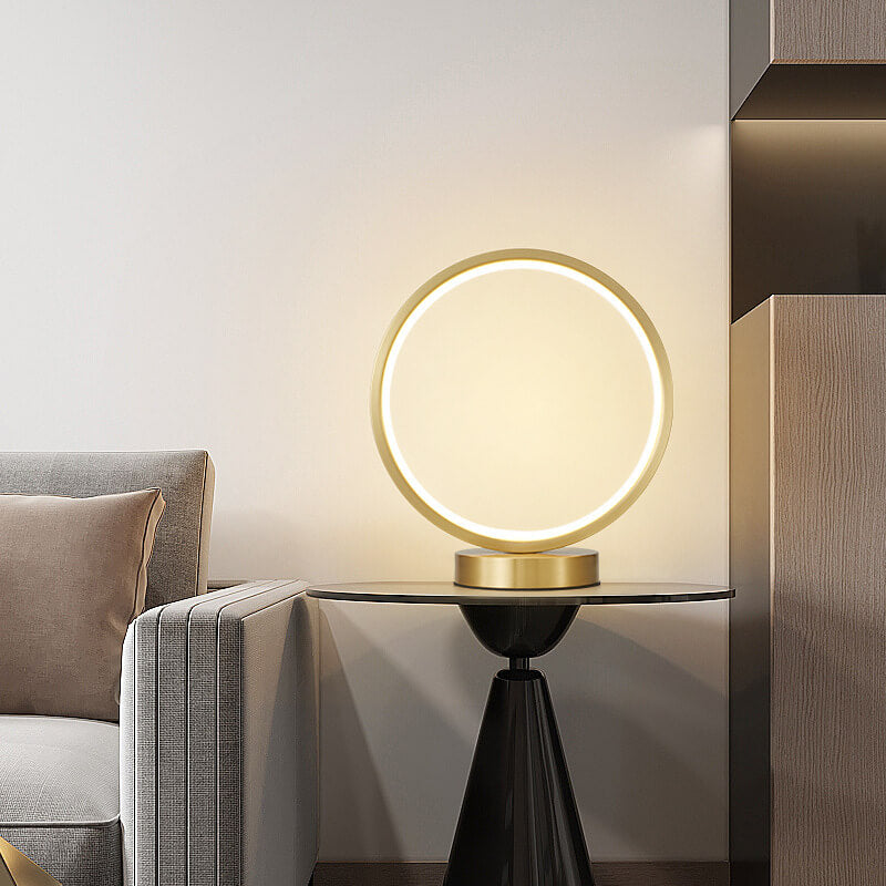 Modern Minimalist Circle Copper Silicone LED Table Lamps For Bedroom