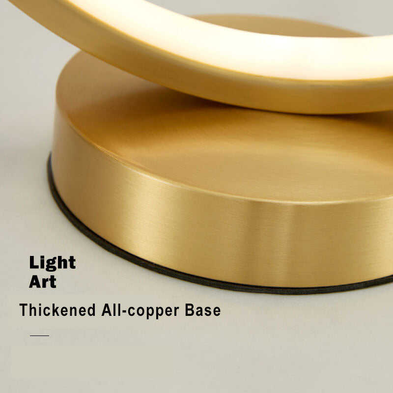 Modern Minimalist Circle Copper Silicone LED Table Lamps For Bedroom