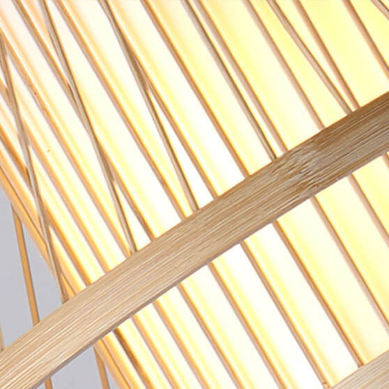Vintage Bamboo Weaving Wooden Flared 1-Light Pendant Light