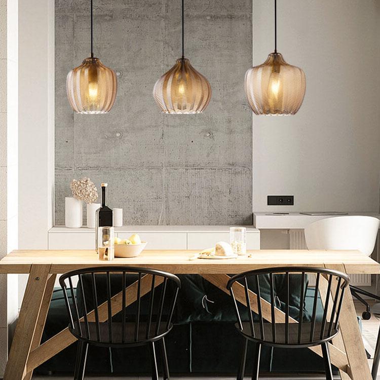 Nordic Textured Wavy Glass 1-Light Barrel Pendant Light