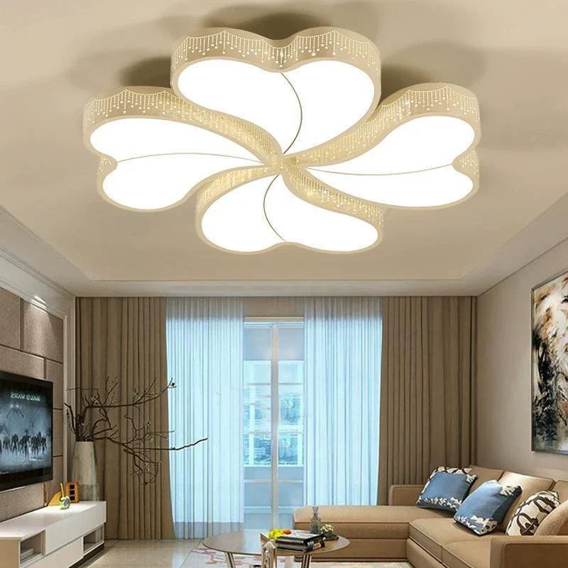 Contemporary Creative Four Leaf Heart Acrylic Shade Hardware LED Flush Mount Ceiling Light For Living Room