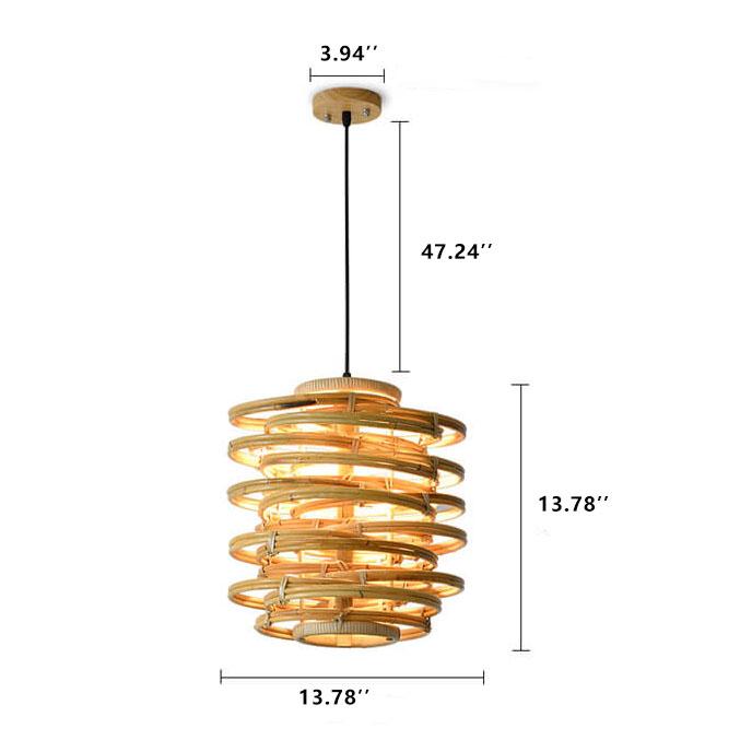 Modern Spiral Bamboo Weaving 1-Light Cylinder Pendant Light