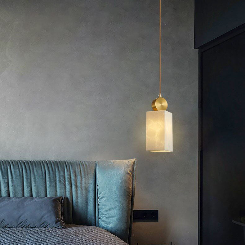 Nordic Geometric Metal 1-Light Faux Marble Pendant Light