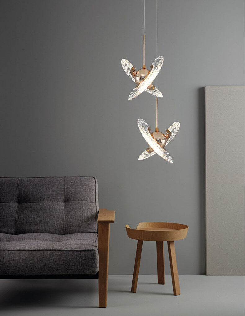 مصباح معلق LED بتصميم طبق طائر دائري من الكريستال بتصميم عصري بسيط مزود بمصباح واحد