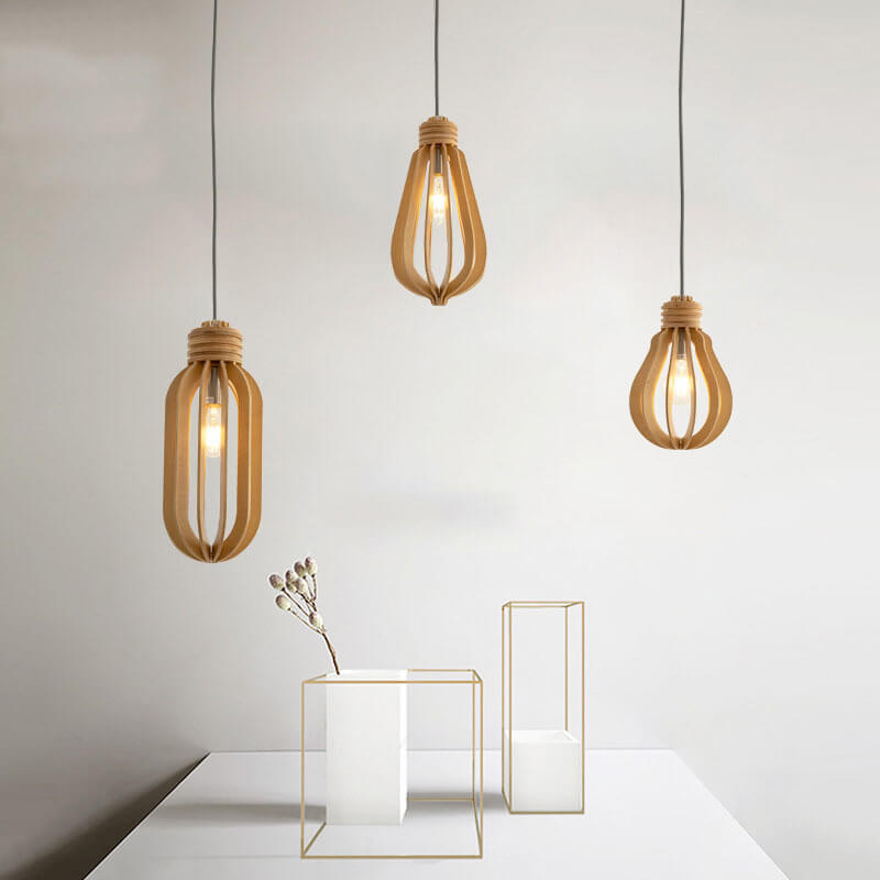 Simplicity Creative Solid Wood Oval Shaped 1-Light Pendant Light