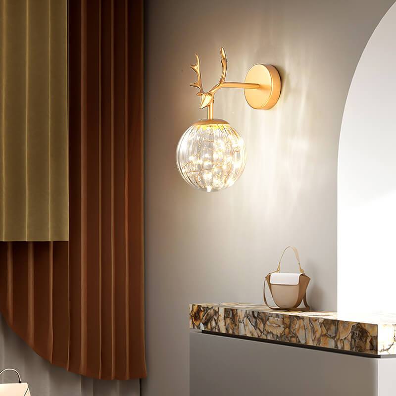 Modern Antler Glass Ball LED Wall Sconce Lamps