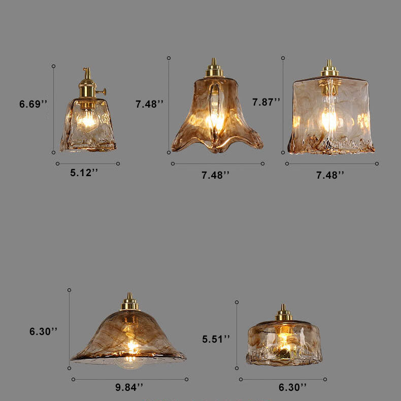 Vintage Amber Glass 1-Light Pendant Light