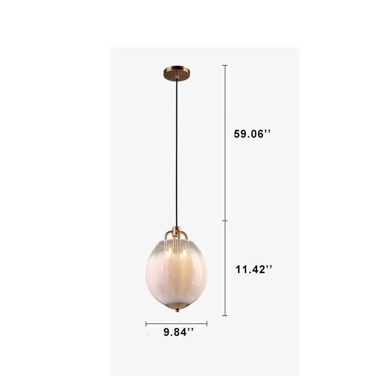 مصباح معلق LED زجاجي متدرج الشكل بيضاوي الشكل حديث مزود بإضاءة واحدة