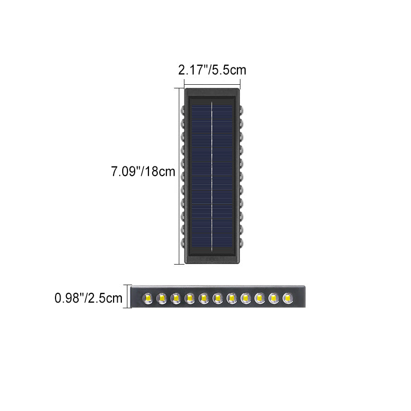モダンでシンプルなソーラー防水長方形ABS PVC LED壁取り付け用燭台ランプ(屋外パティオ用)