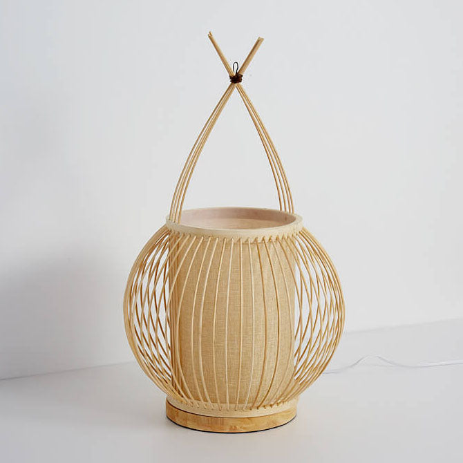 Modern Bamboo Weaving Globe 1-Light Table Lamp