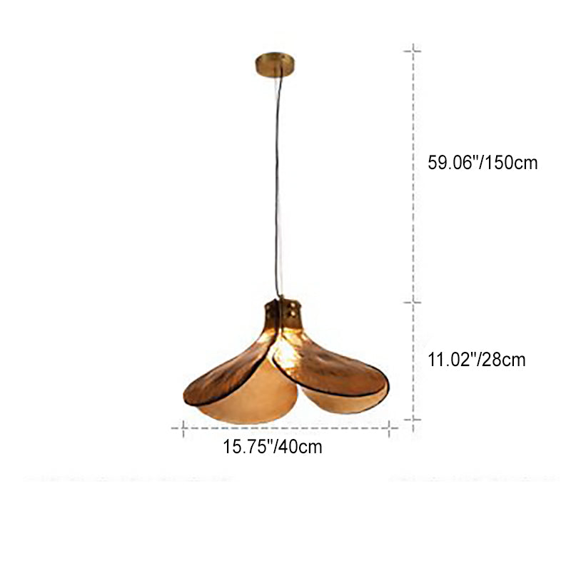 Contemporary Retro Clover Copper Glass 1-Light Pendant Light For Living Room