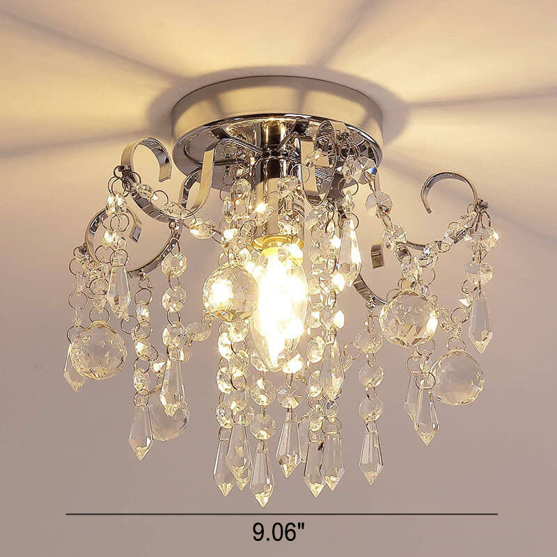 European Light Luxury Crystal Round 1/4 Light Semi-Flush Mount Ceiling Light