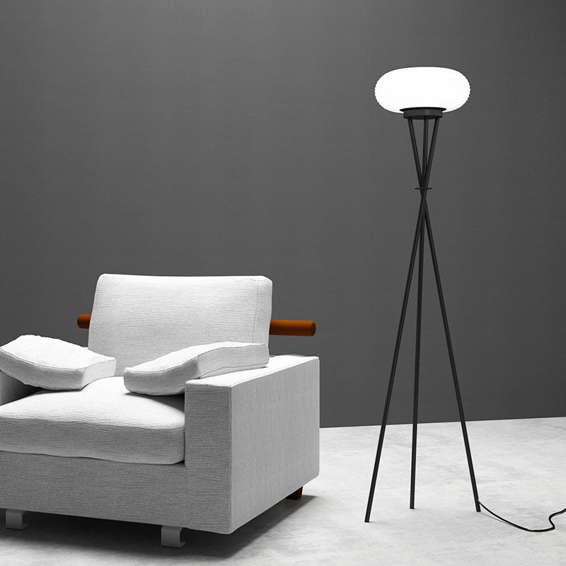 Modern Minimalist Round Tripod Iron Acrylic LED Standing Floor Lamp For Living Room