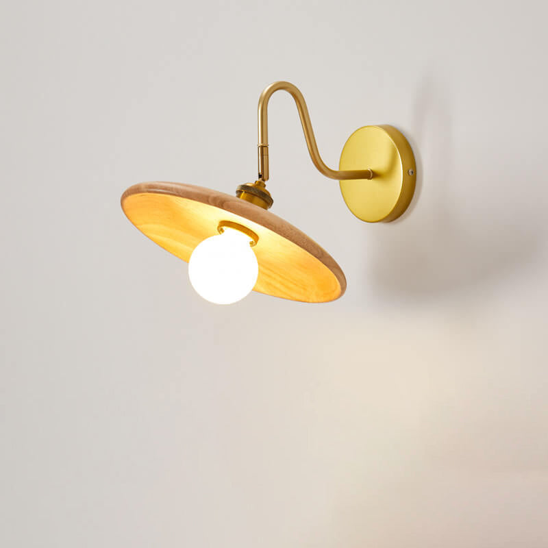 Modern Wooden Japanese Tray Shaped 1-Light Wall Sconce Lamp