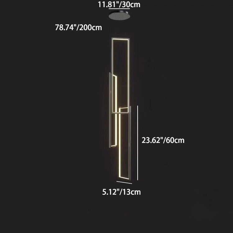 ثريا LED بتصميم عصري بسيط مصنوعة من الحديد والألومنيوم والسيليكا على شكل مربع مستطيل للسقف للسلالم
