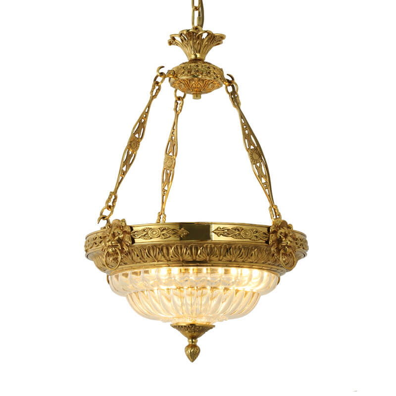 フレンチライト ラグジュアリー 円錐形銅クリスタル 3灯シャンデリア