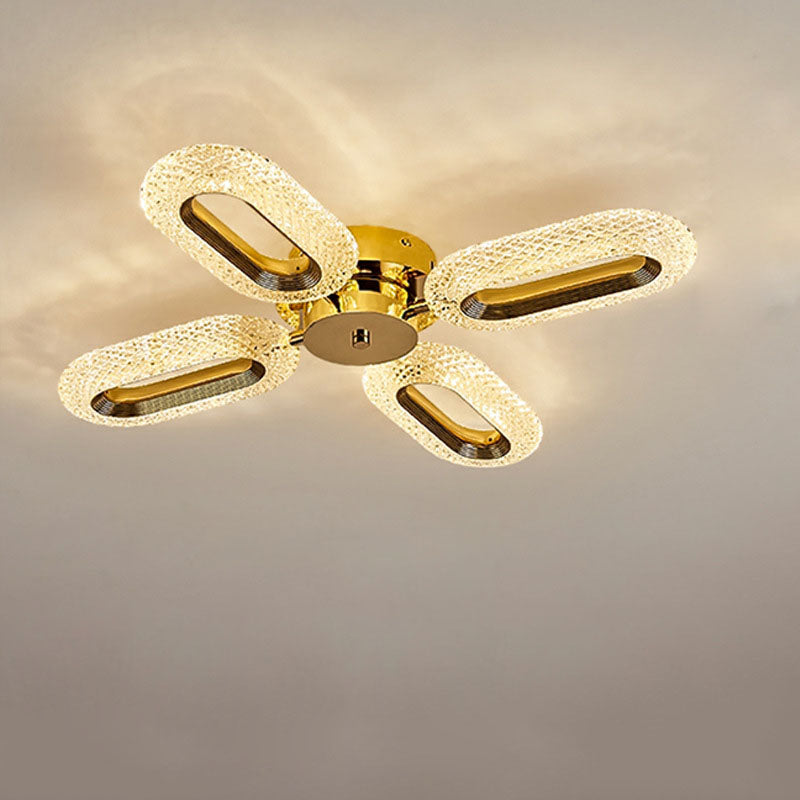 Modern Luxury Oval Iron Zinc Alloy Acrylic LED Semi-Flush Mount Ceiling Light For Living Room